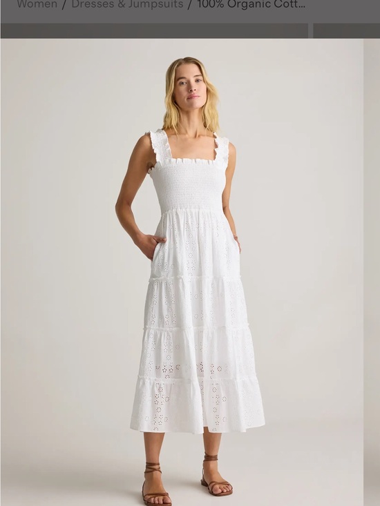 Quince Dresses & Skirts - Quince White Eyelet Smocked Midi Dress